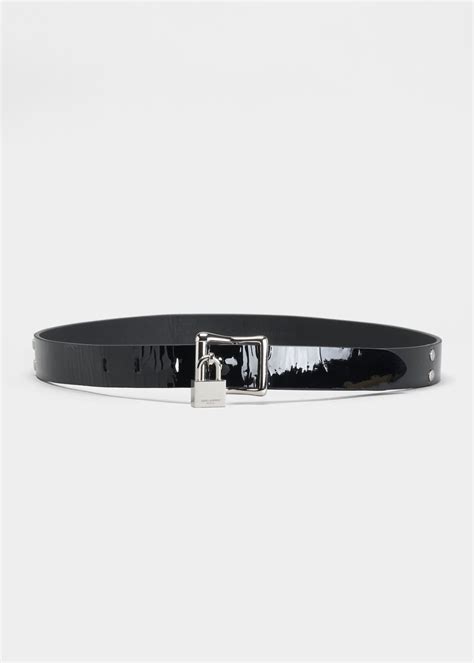 Saint Laurent YSL Padlock Patent Leather Belt .